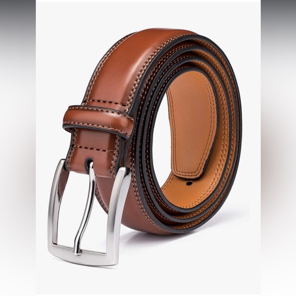 KM Legend Mens Genuine Leather Brown Belt for Dress, Work, Business or Casual - Picture 1 of 10